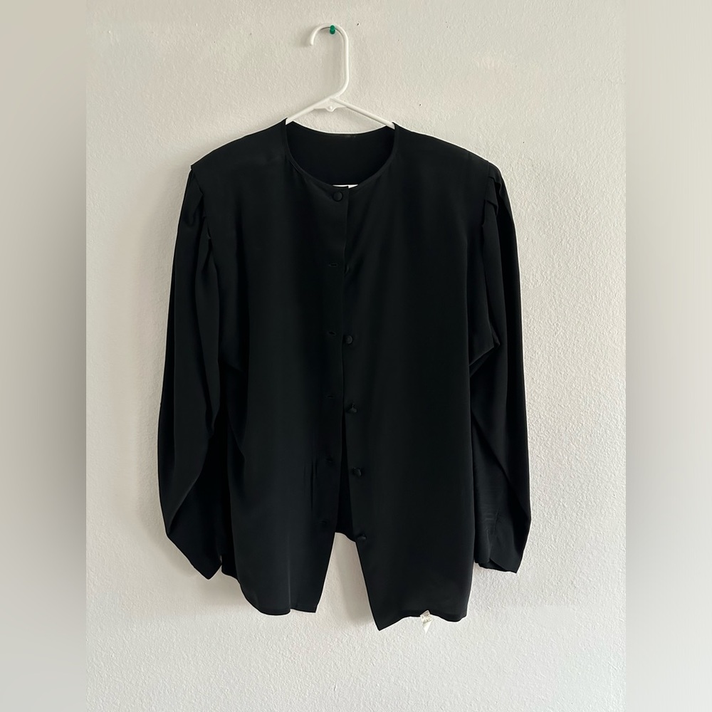 La mode 100% Silk Black Blouse Size 4